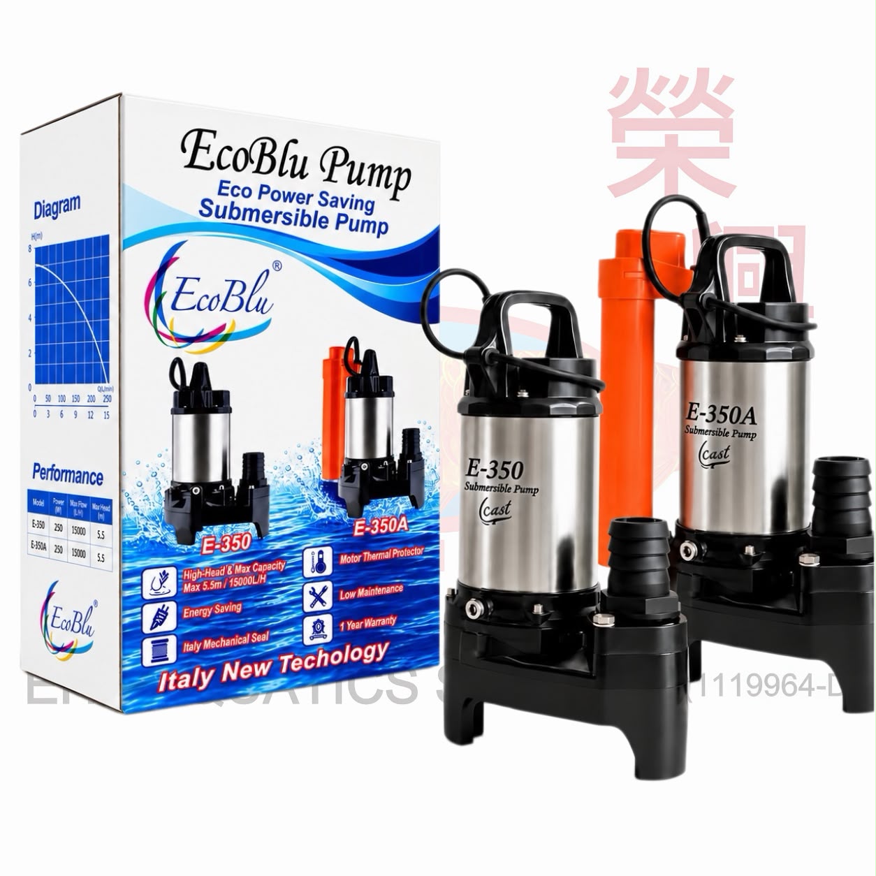 ECOBLU E350-E350A SUBMERSIBLE PUMP 400W - EHK Aquatics